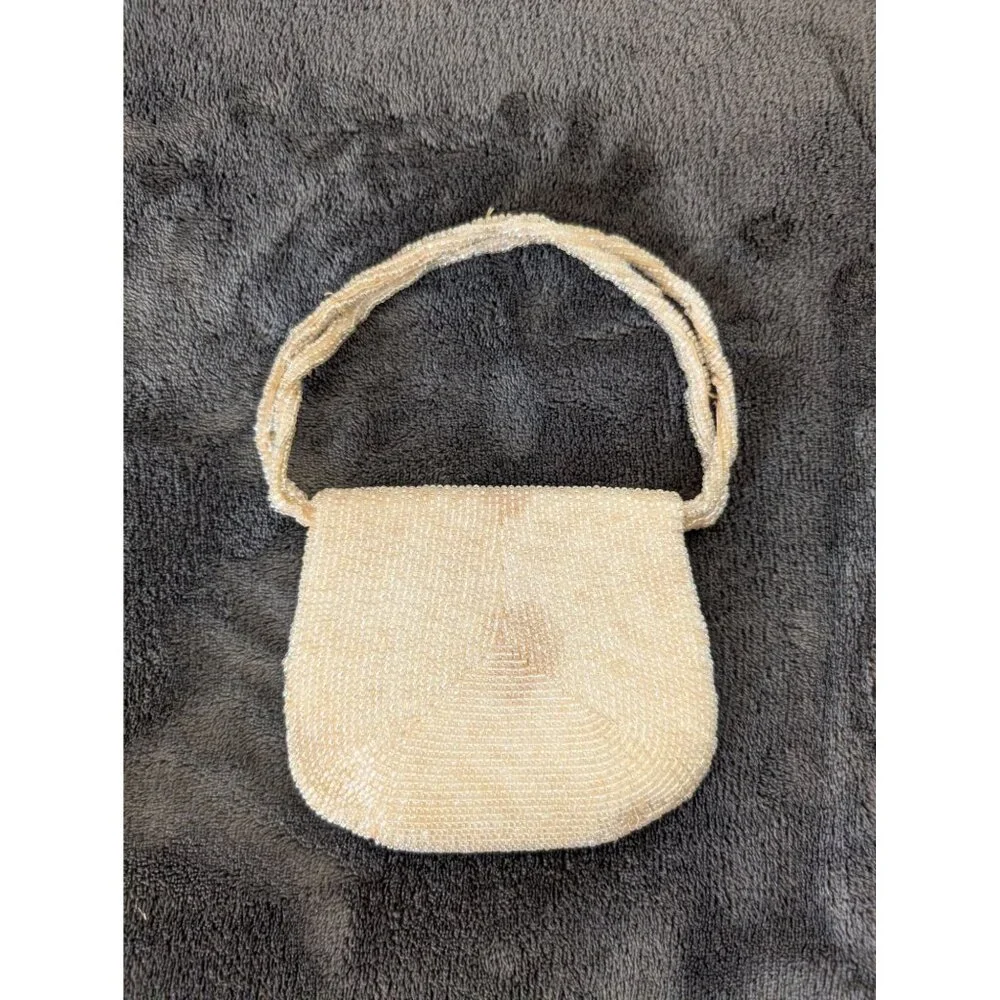 Vintage Midcentury Richere Bag by Walborg Japan Mini‎ Cream Beaded Handbag